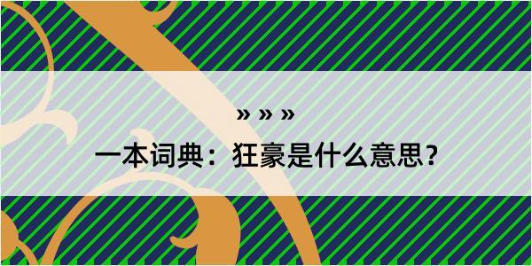 一本词典：狂豪是什么意思？