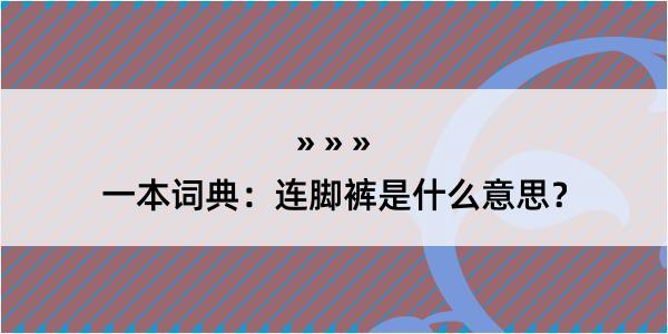 一本词典：连脚裤是什么意思？