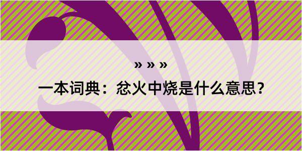 一本词典：忿火中烧是什么意思？