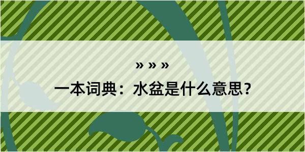 一本词典：水盆是什么意思？