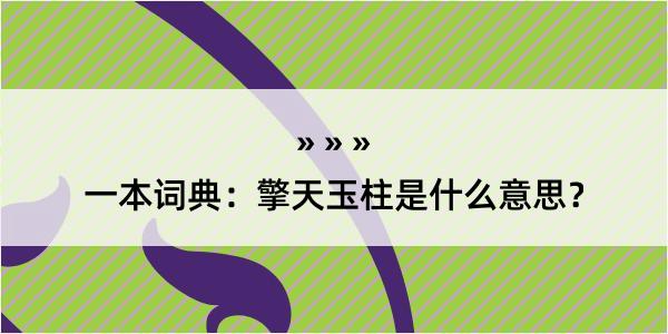 一本词典：擎天玉柱是什么意思？