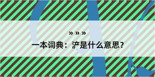 一本词典：浐是什么意思？