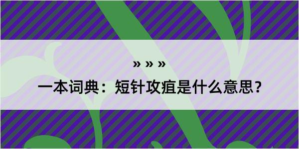 一本词典：短针攻疽是什么意思？