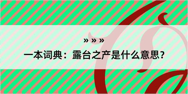 一本词典：露台之产是什么意思？