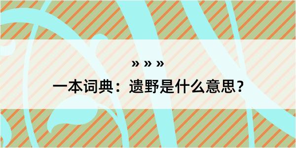 一本词典：遗野是什么意思？