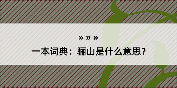 一本词典：骊山是什么意思？