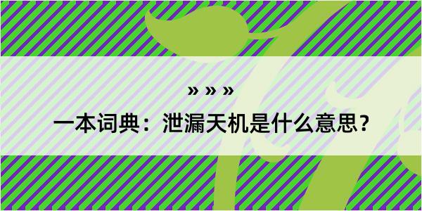 一本词典：泄漏天机是什么意思？