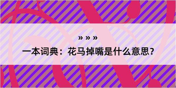 一本词典：花马掉嘴是什么意思？