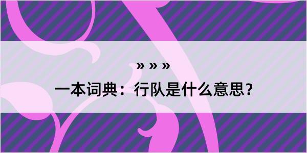 一本词典：行队是什么意思？