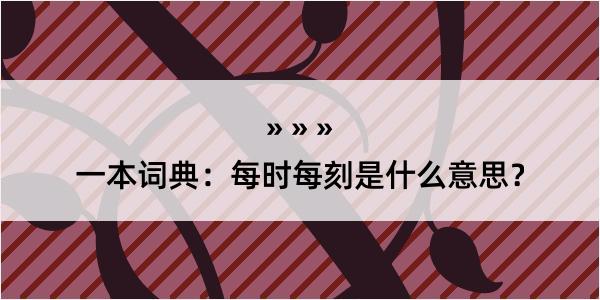 一本词典：每时每刻是什么意思？