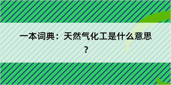 一本词典：天然气化工是什么意思？