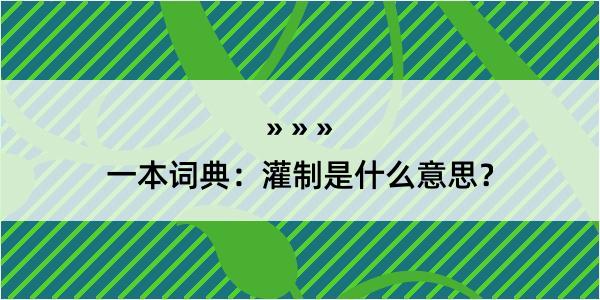 一本词典：灌制是什么意思？