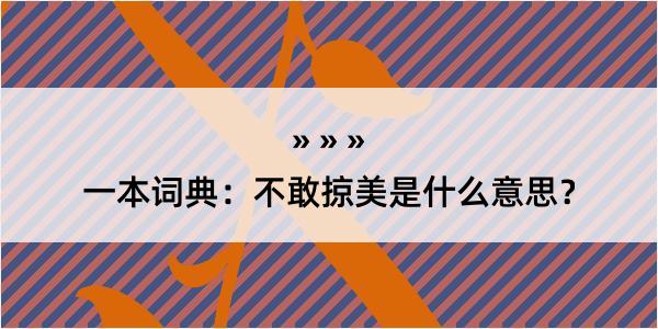 一本词典：不敢掠美是什么意思？