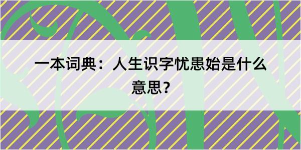 一本词典：人生识字忧患始是什么意思？