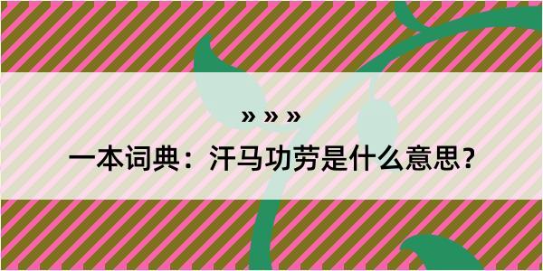 一本词典：汗马功劳是什么意思？