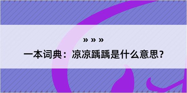 一本词典：凉凉踽踽是什么意思？