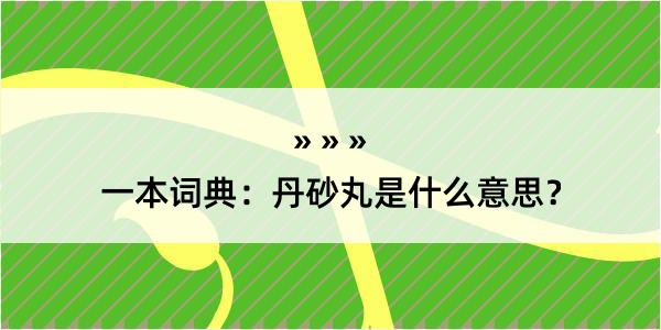 一本词典：丹砂丸是什么意思？