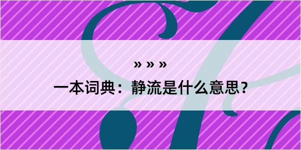 一本词典：静流是什么意思？