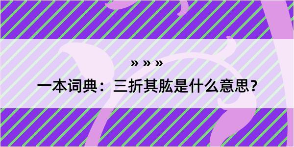 一本词典：三折其肱是什么意思？