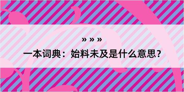 一本词典：始料未及是什么意思？