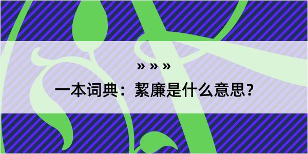 一本词典：絜廉是什么意思？