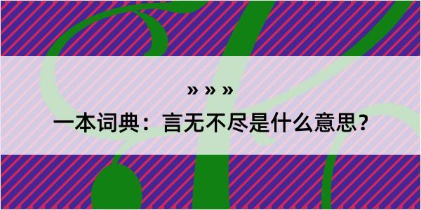 一本词典：言无不尽是什么意思？