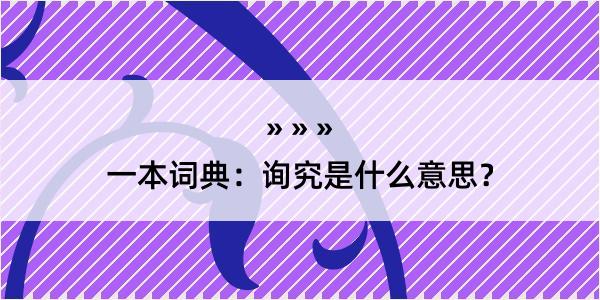 一本词典：询究是什么意思？