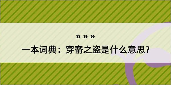 一本词典：穿窬之盗是什么意思？