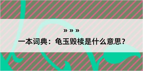 一本词典：龟玉毁椟是什么意思？