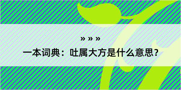 一本词典：吐属大方是什么意思？