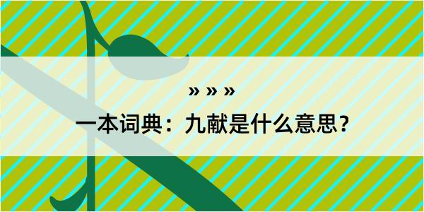 一本词典：九献是什么意思？