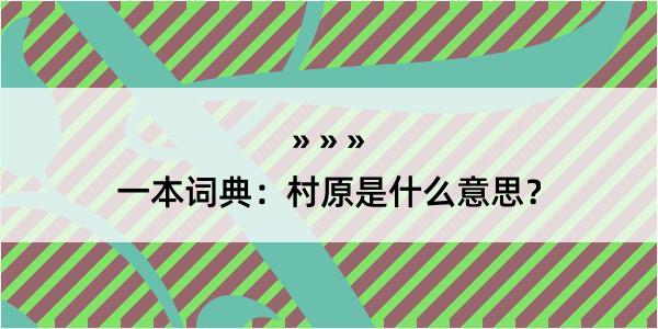 一本词典：村原是什么意思？