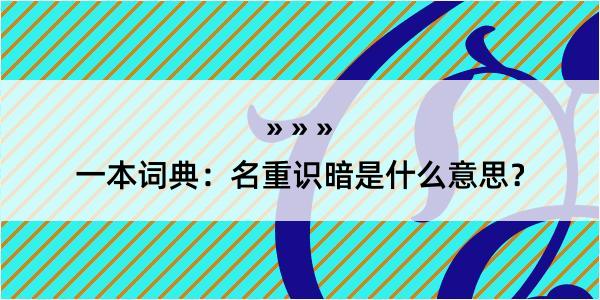 一本词典：名重识暗是什么意思？