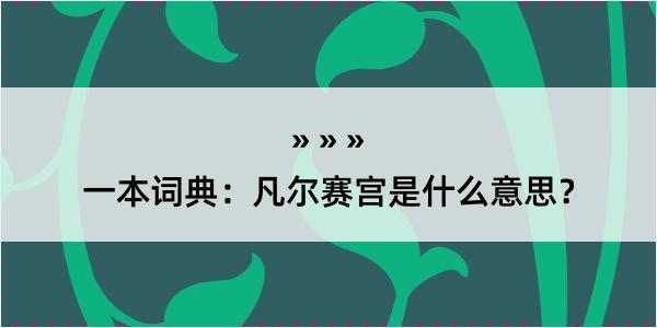 一本词典：凡尔赛宫是什么意思？