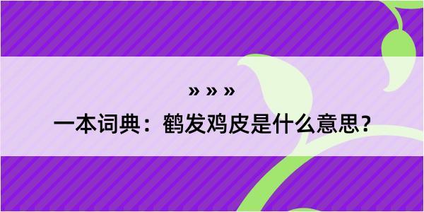 一本词典：鹤发鸡皮是什么意思？