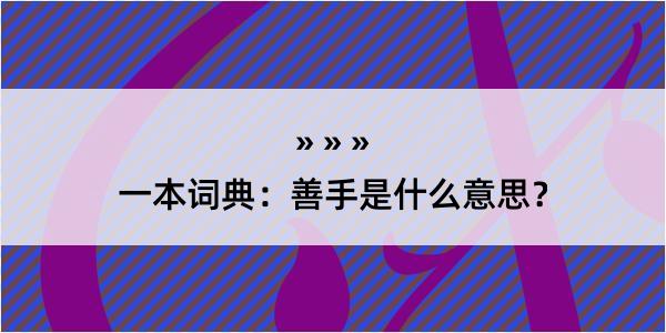 一本词典：善手是什么意思？