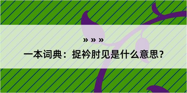 一本词典：捉衿肘见是什么意思？