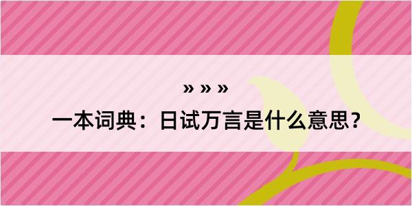 一本词典：日试万言是什么意思？