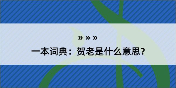 一本词典：贺老是什么意思？