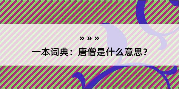 一本词典：唐僧是什么意思？