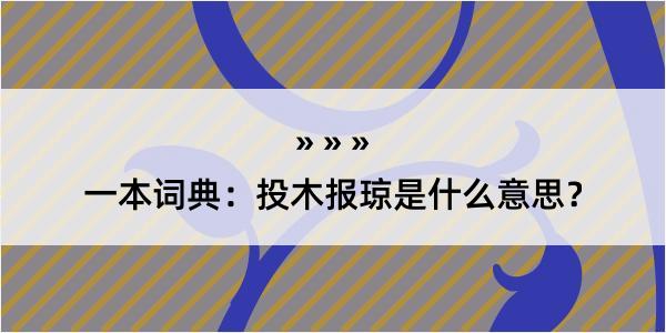 一本词典：投木报琼是什么意思？