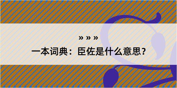 一本词典：臣佐是什么意思？