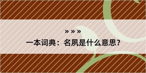 一本词典：名夙是什么意思？