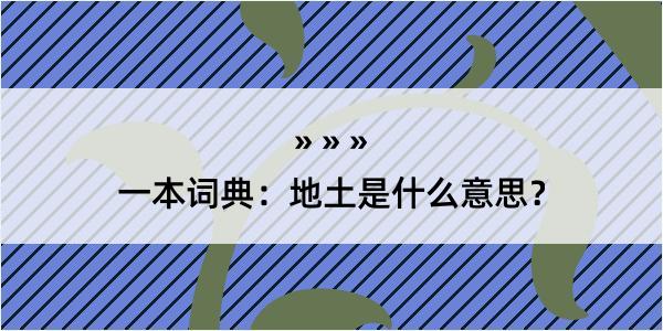 一本词典：地土是什么意思？