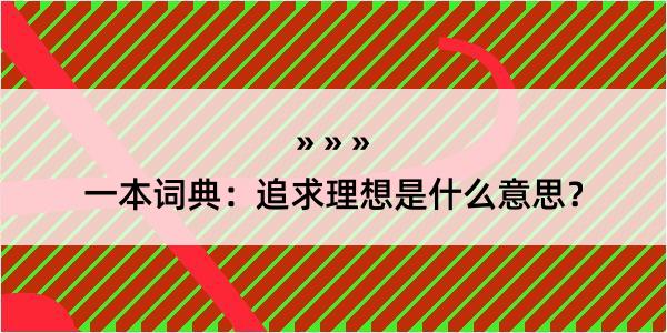 一本词典：追求理想是什么意思？