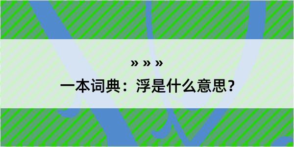 一本词典：浮是什么意思？