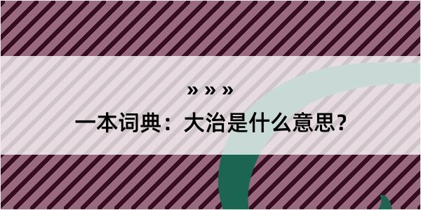 一本词典：大治是什么意思？