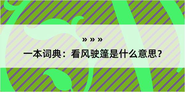 一本词典：看风驶篷是什么意思？