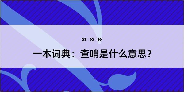 一本词典：查哨是什么意思？