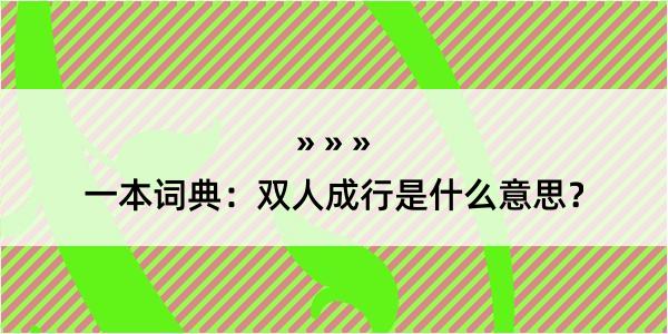 一本词典：双人成行是什么意思？